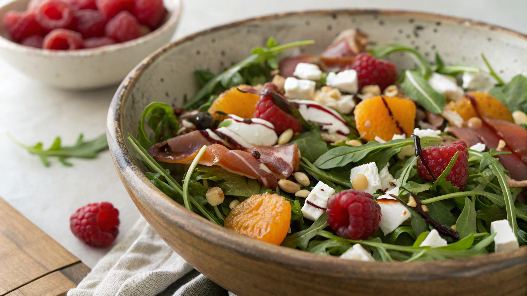 Keto Raspberry, Prosciutto and Goats Cheese Salad