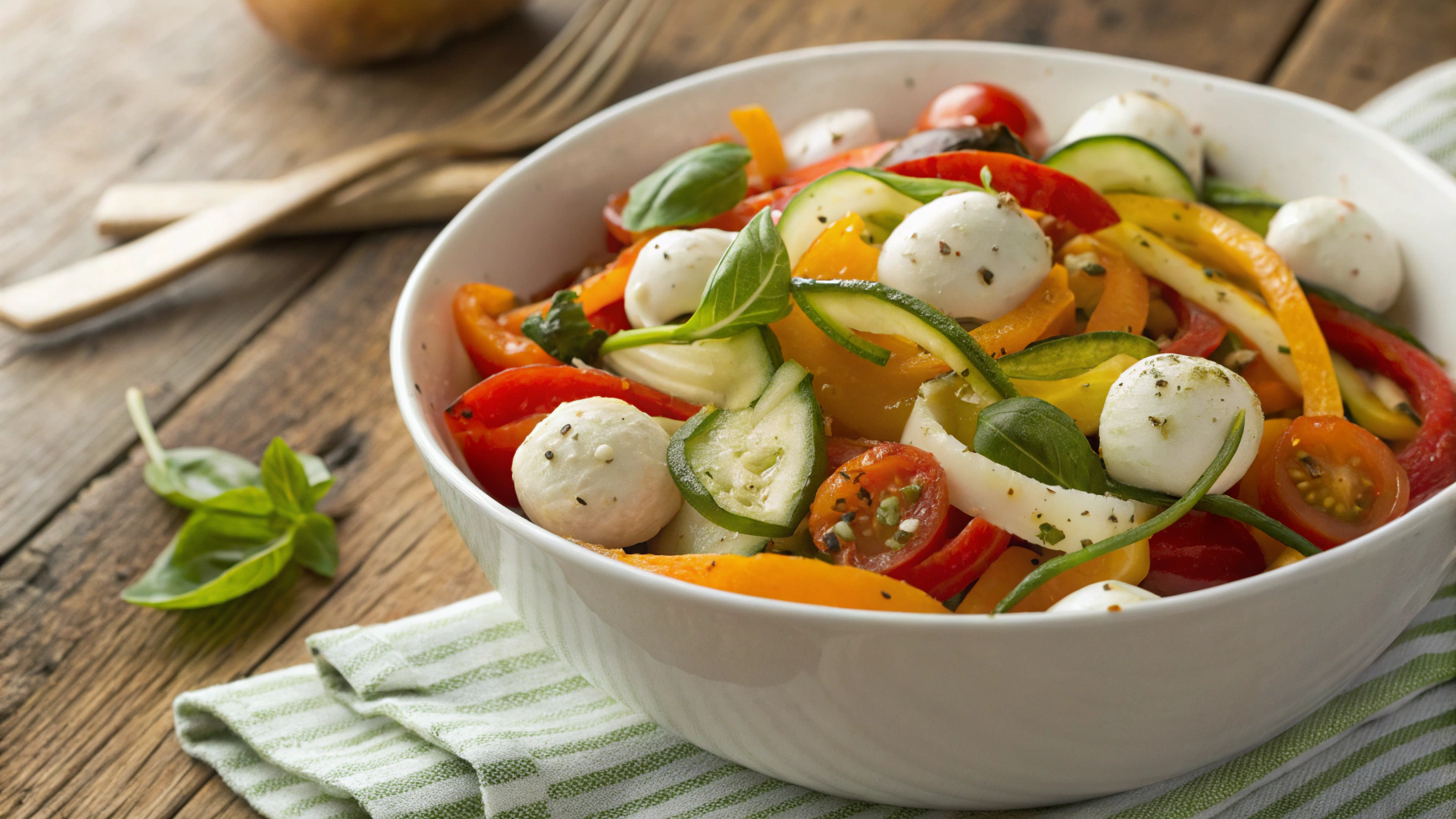 Keto Red Pepper and Mozzarella Pasta Salad