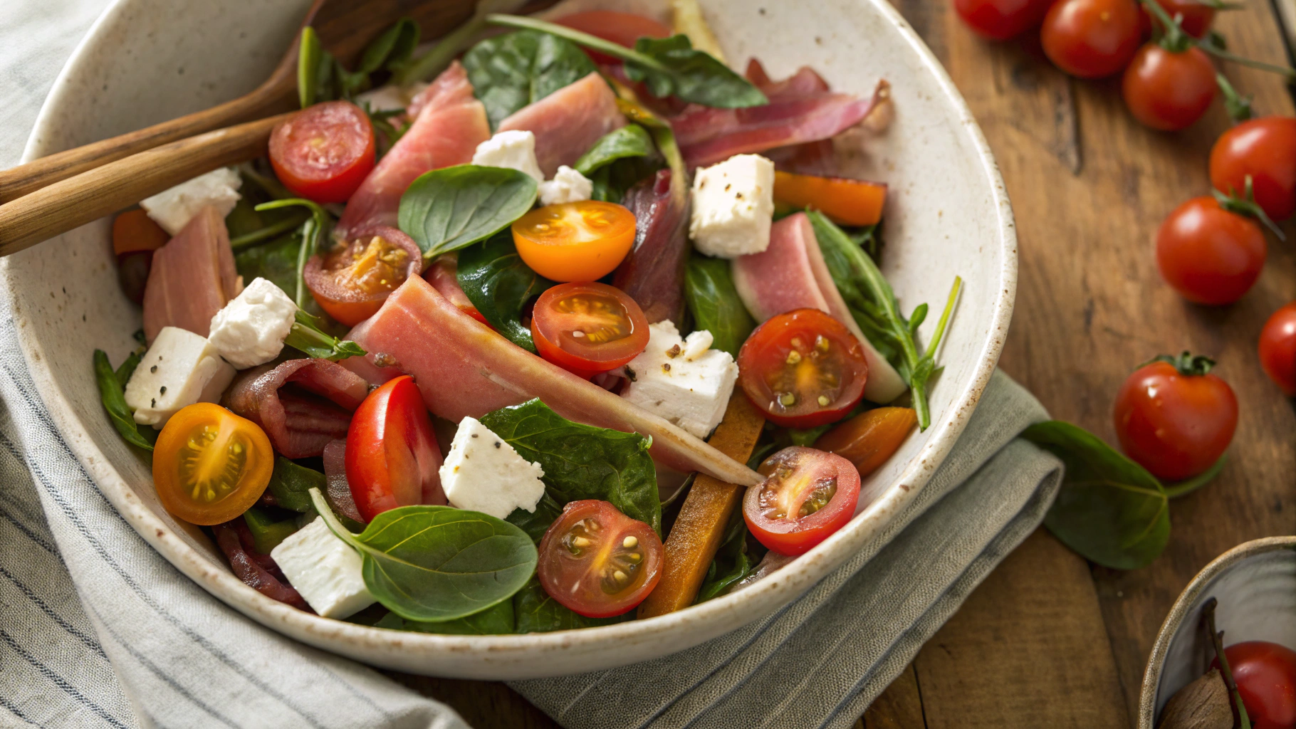 Keto Rhubarb Salad With Goats Cheese And Parma Ham