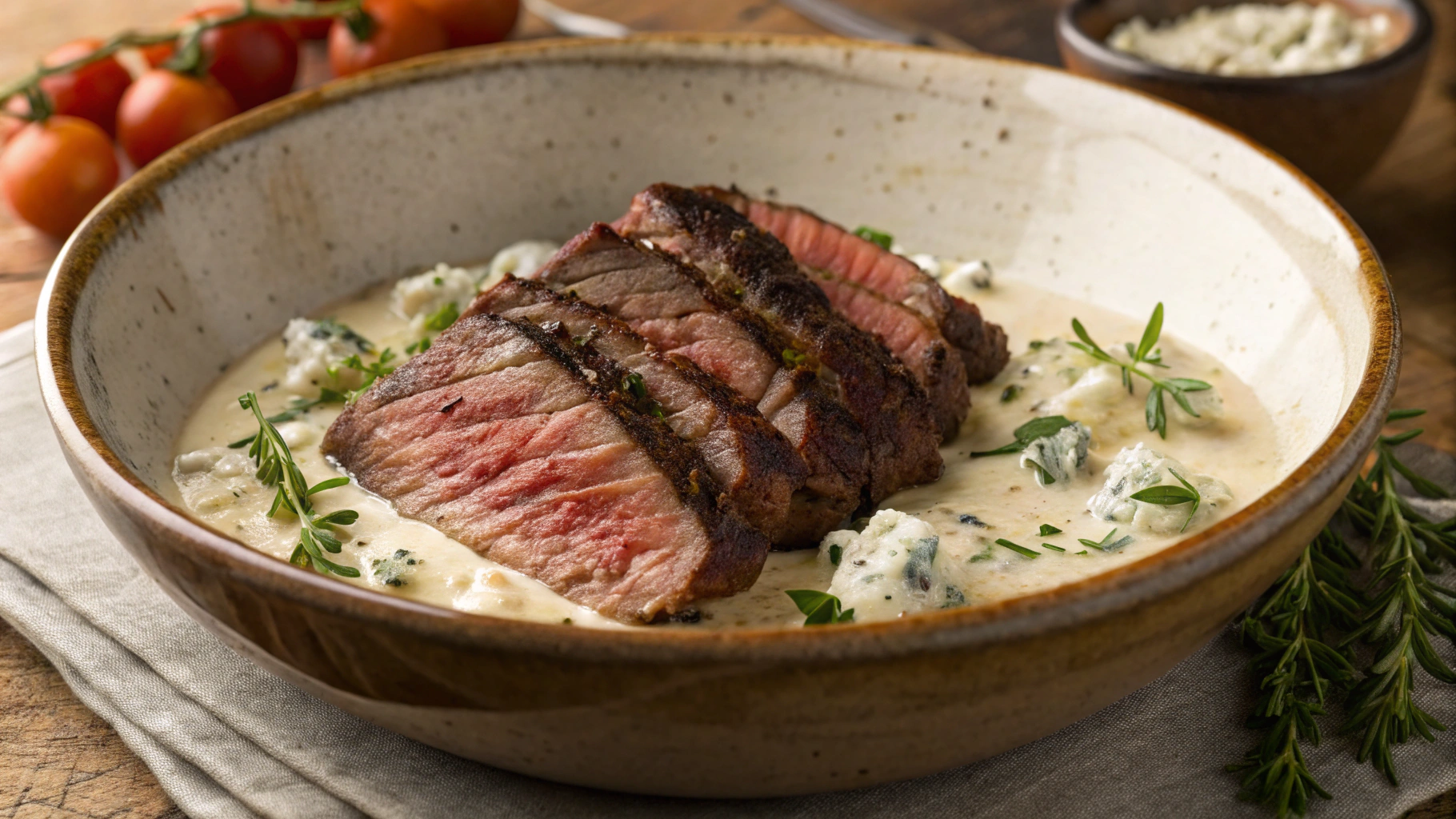 Low Carb Ribeye Steak and Gorgonzola Bacon Gravy