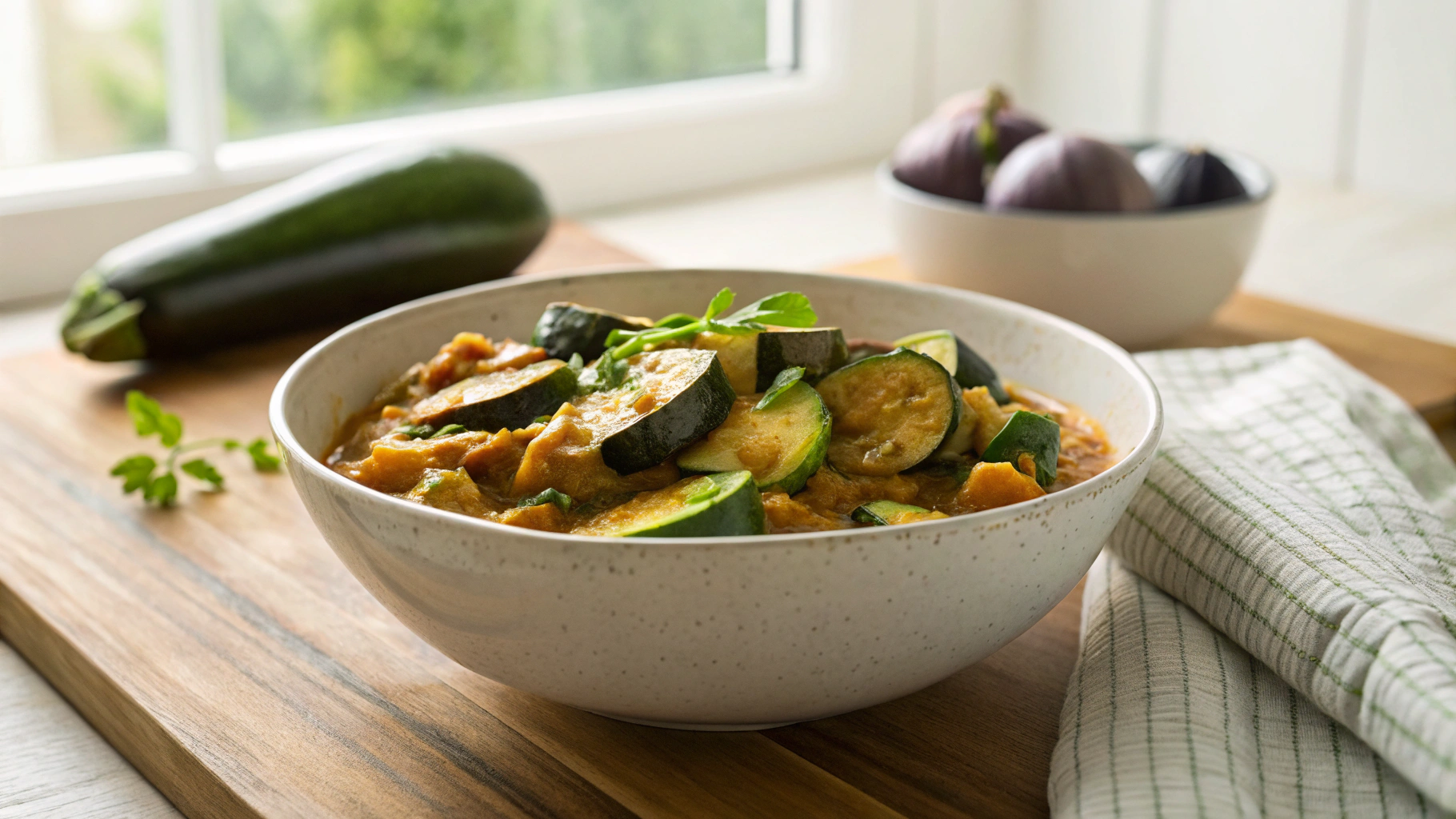 Low Carb Roasted Eggplant And Zucchini Curry