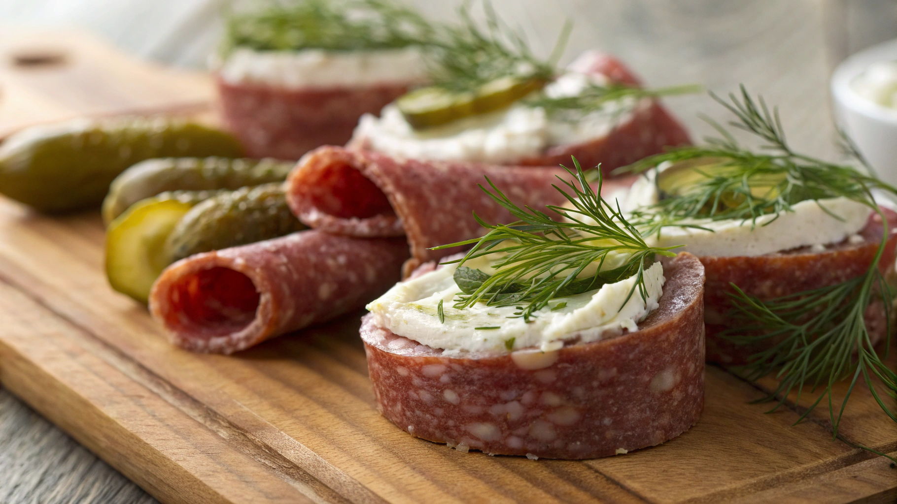 Keto Salami and Dill Pickle Rolls