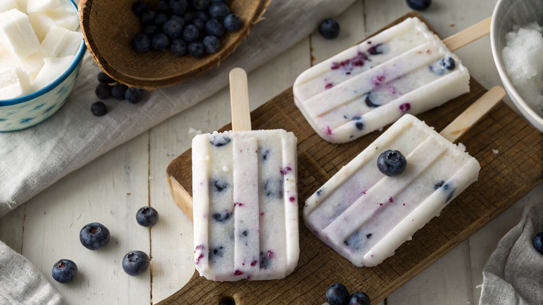 Low Carb Salted Coconut Cream Blueberry Smash Pops