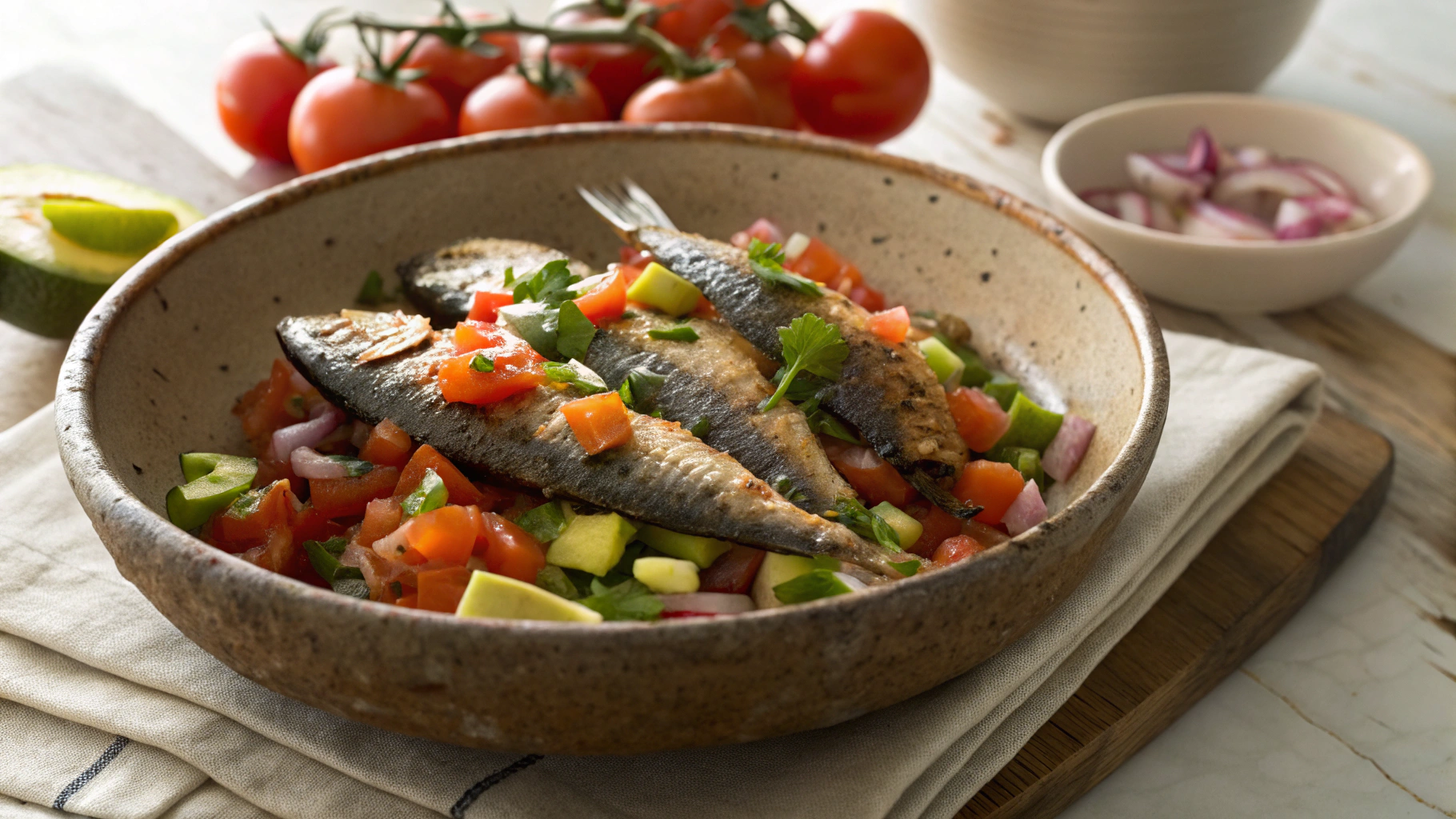 Keto Sardines With Tomato And Avocado Salsa