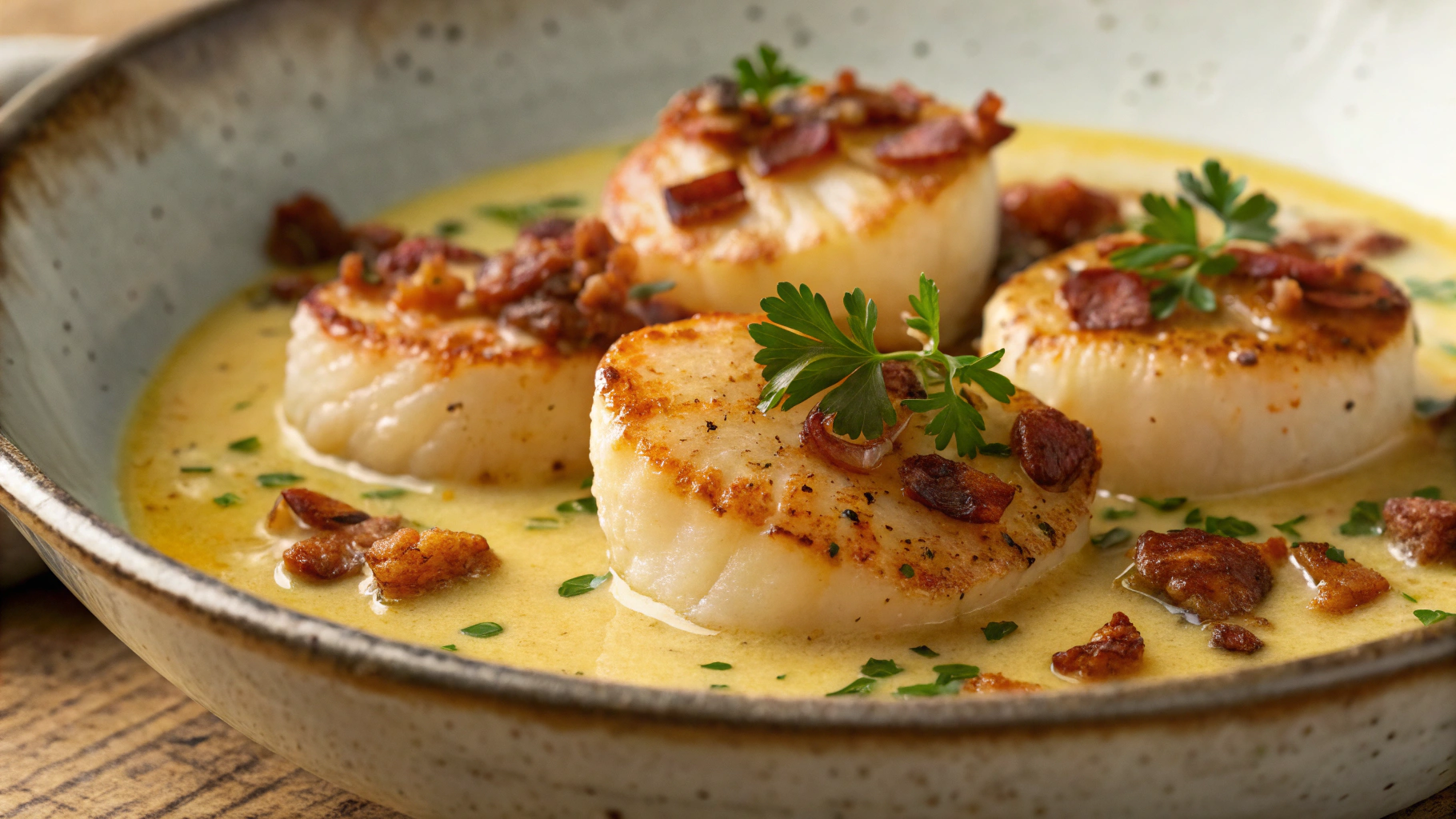 Keto Scallops in Bacon Butter Sauce