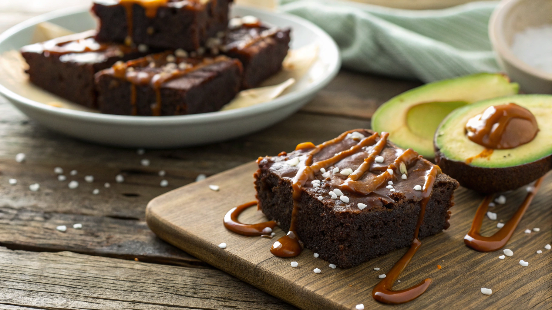 Keto Sea Salt Caramel Avocado Brownies