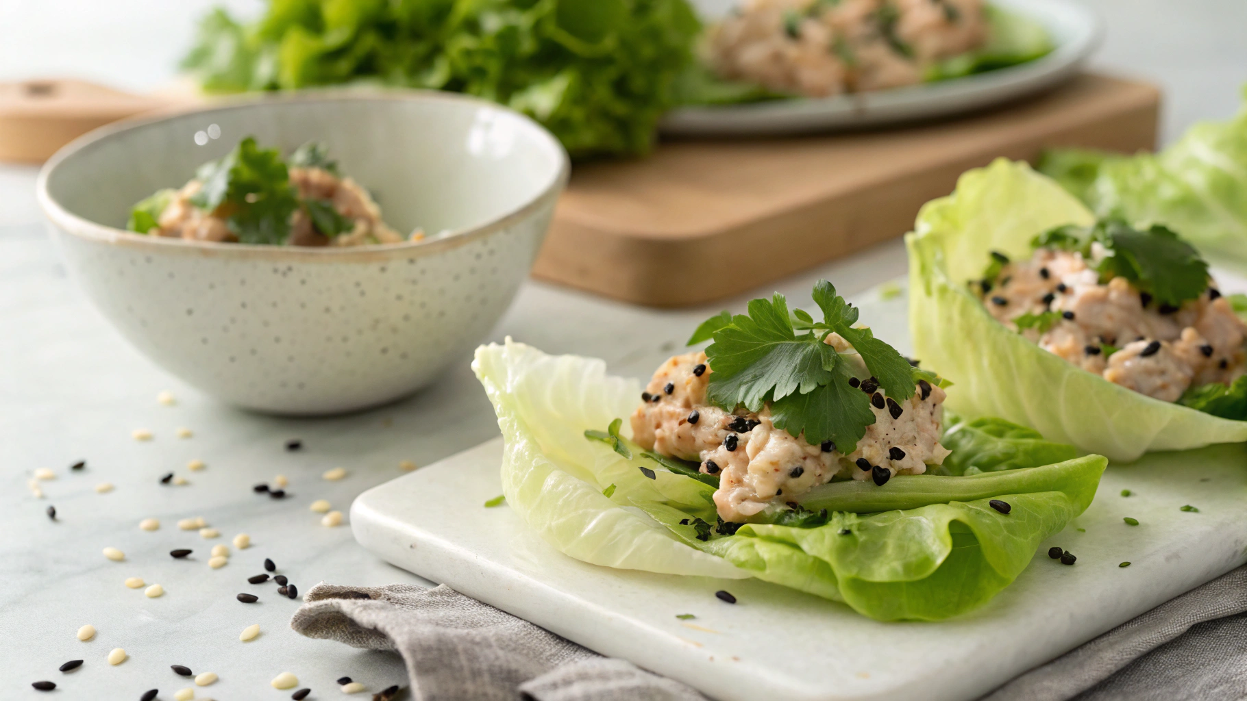 Keto Sesame Tuna Lettuce Cups