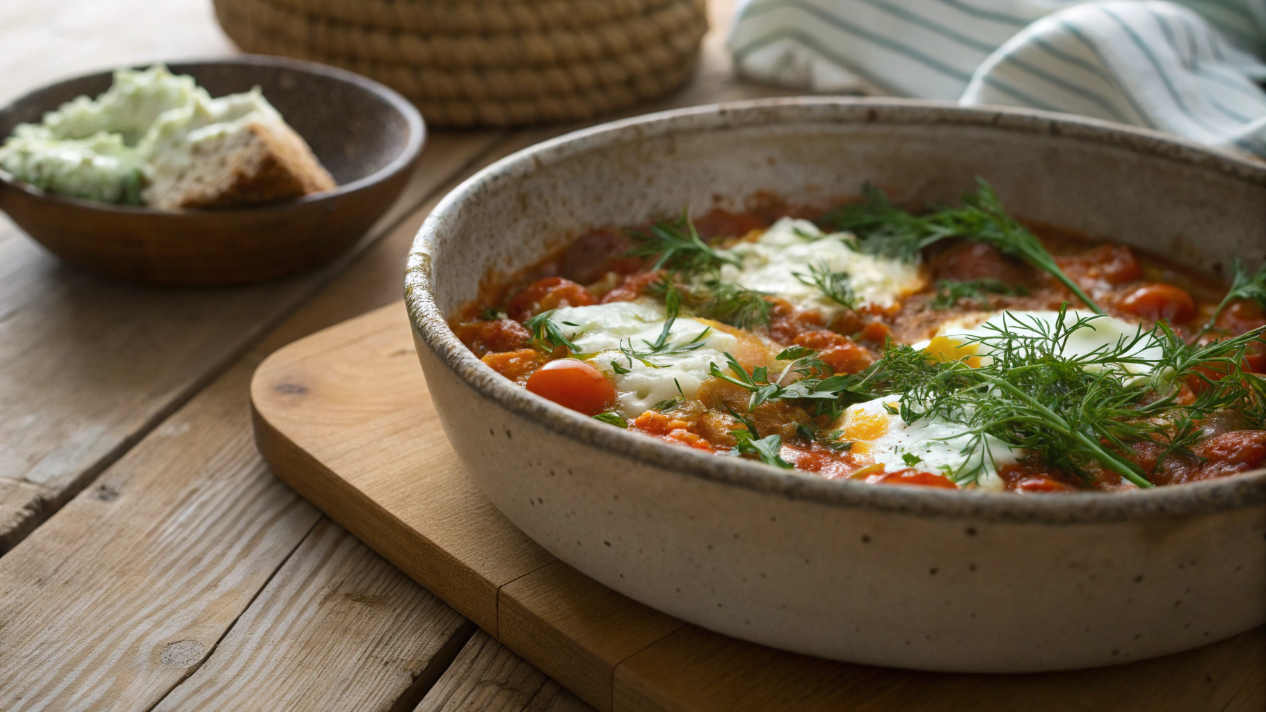 Keto ‘Shakshukado’ Green shakshuka with Avocado, Feta and Dill