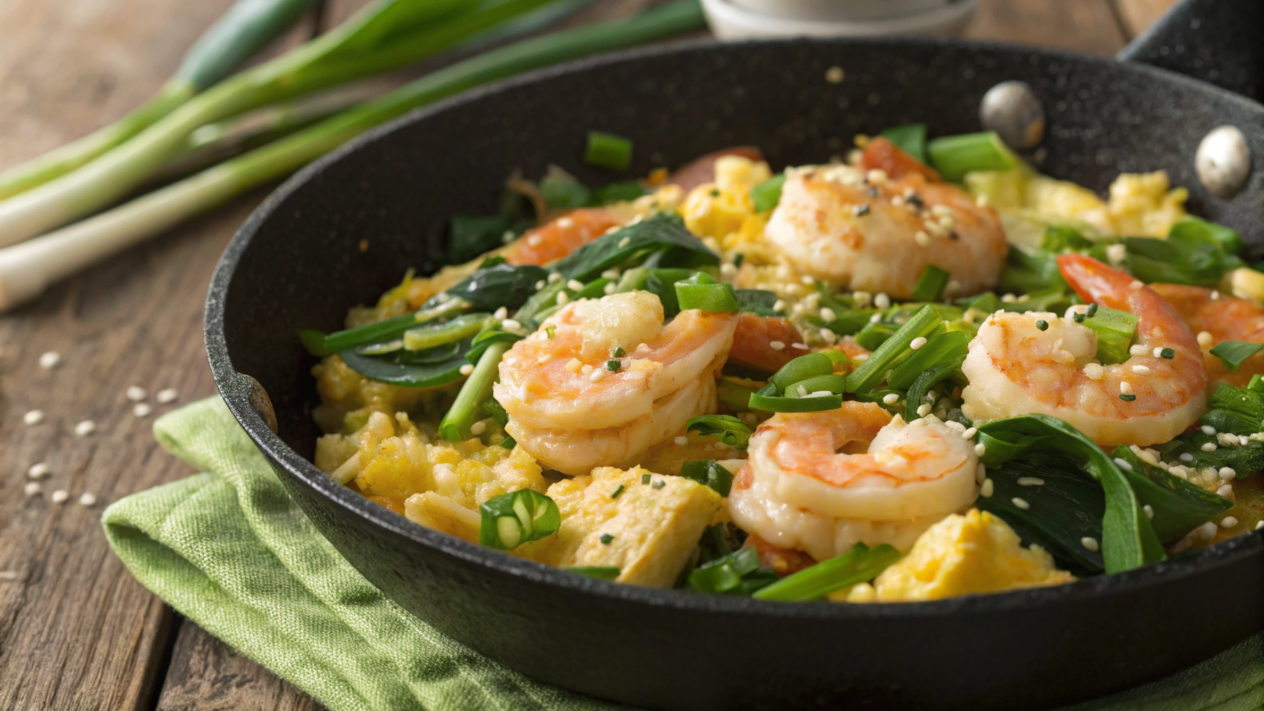 Keto Shrimp and Bok Choy Breakfast Skillet