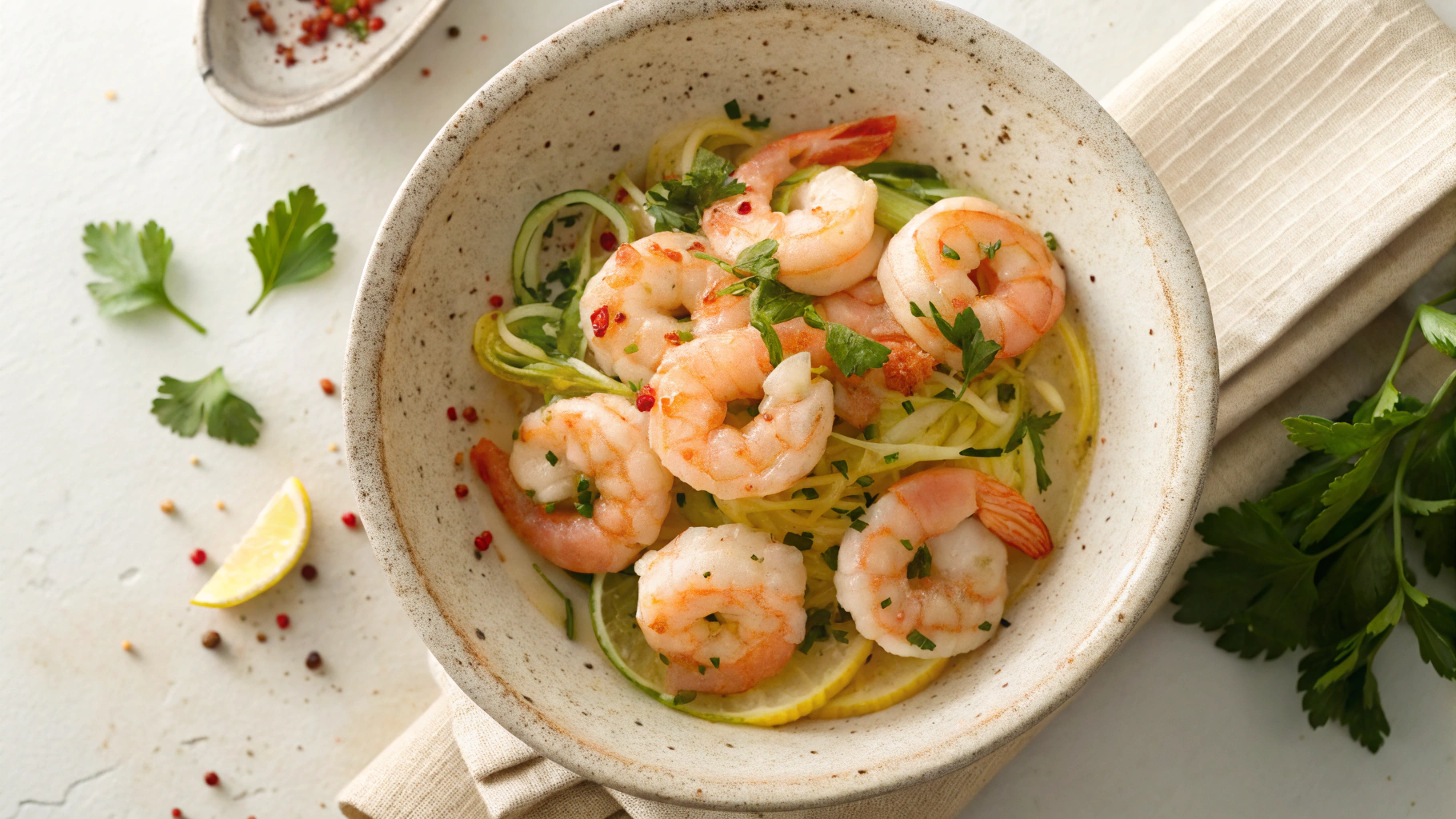 Keto Shrimp Scampi with Spring Squash