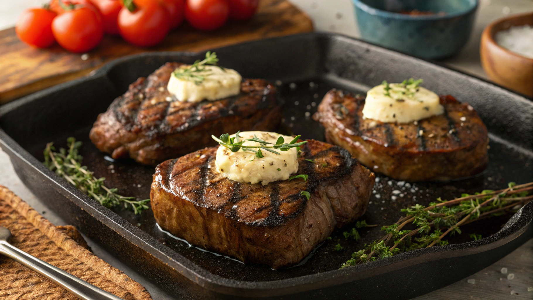 Keto Sizzler Steaks with Parmesan Butter