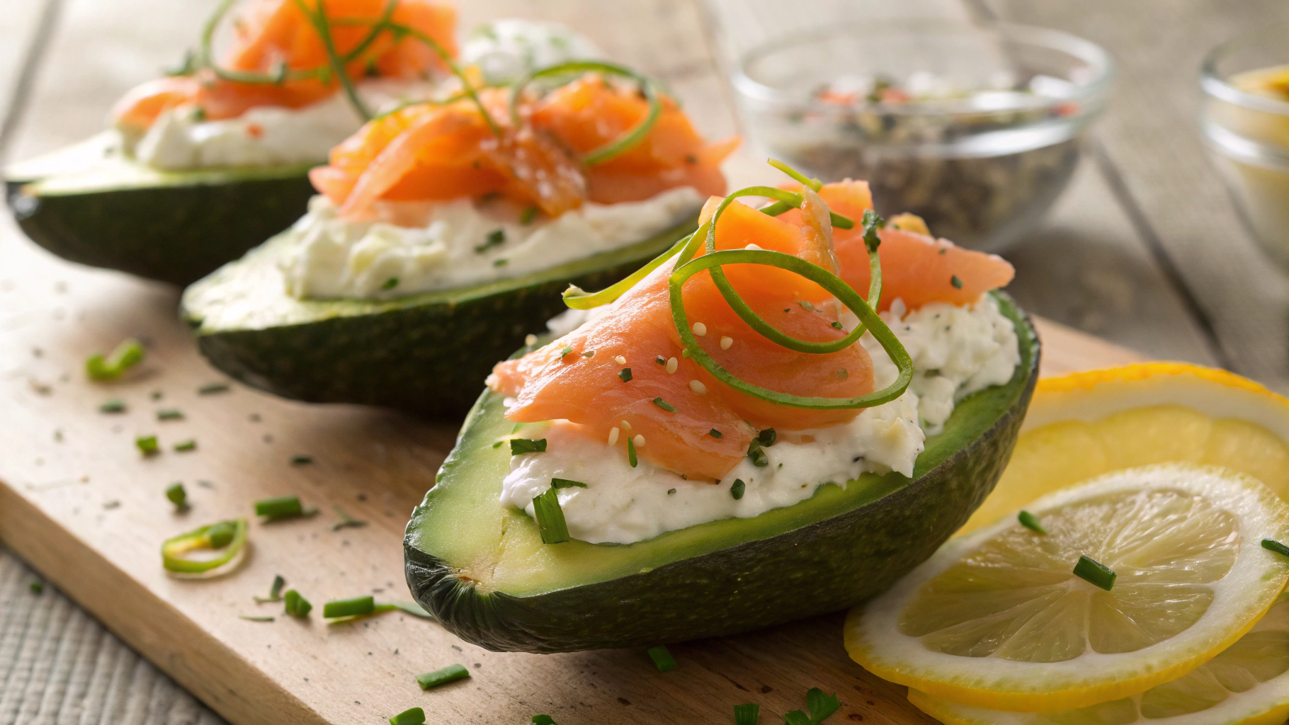 Keto Smoked Salmon And Cream Cheese Avocado Boats