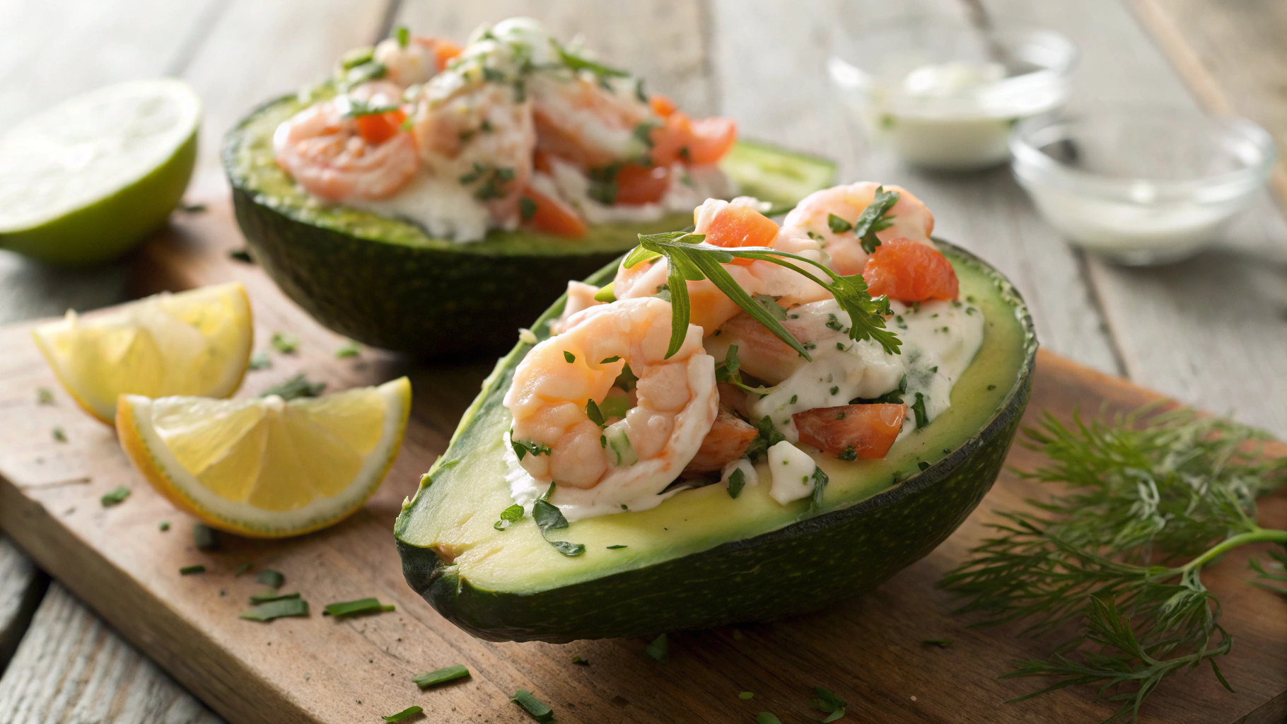 Keto Smoked Salmon And Shrimp Avocado Boats
