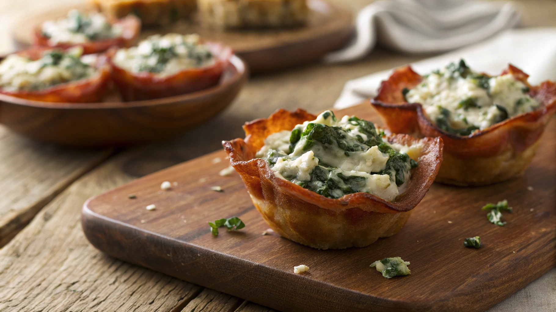 Keto Spinach And Artichoke Bacon Cups