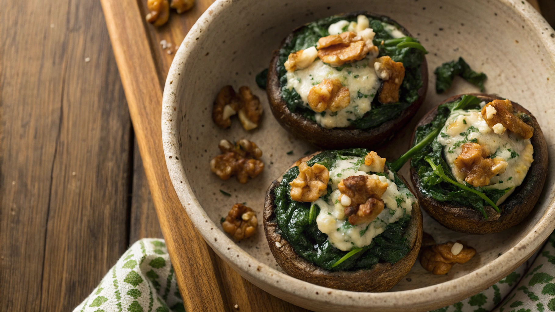 Keto Spinach And Blue Cheese Stuffed Mushrooms