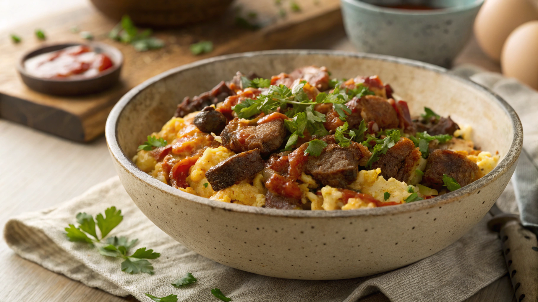 Keto Steak Bacon Egg Skillet