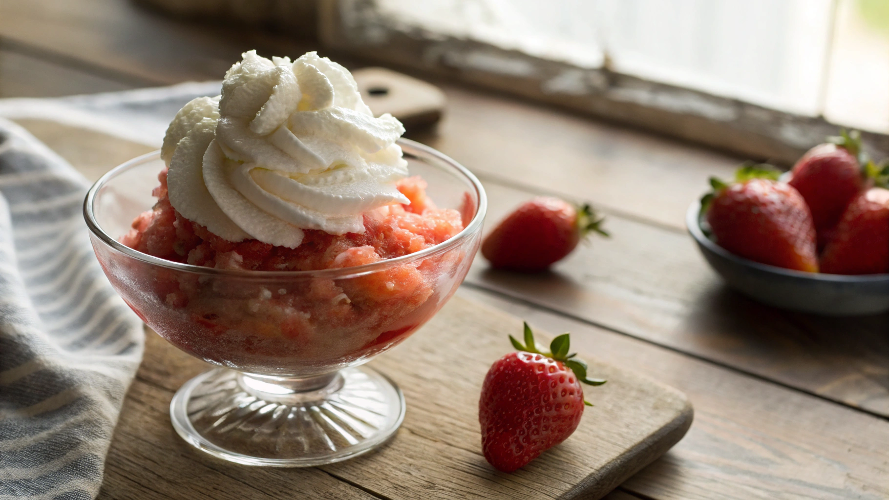Keto Strawberry Granita with Whipped Cream