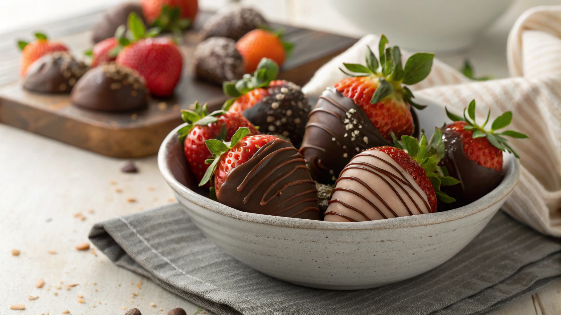 Keto Strawberries With Tahini Chocolate Dip