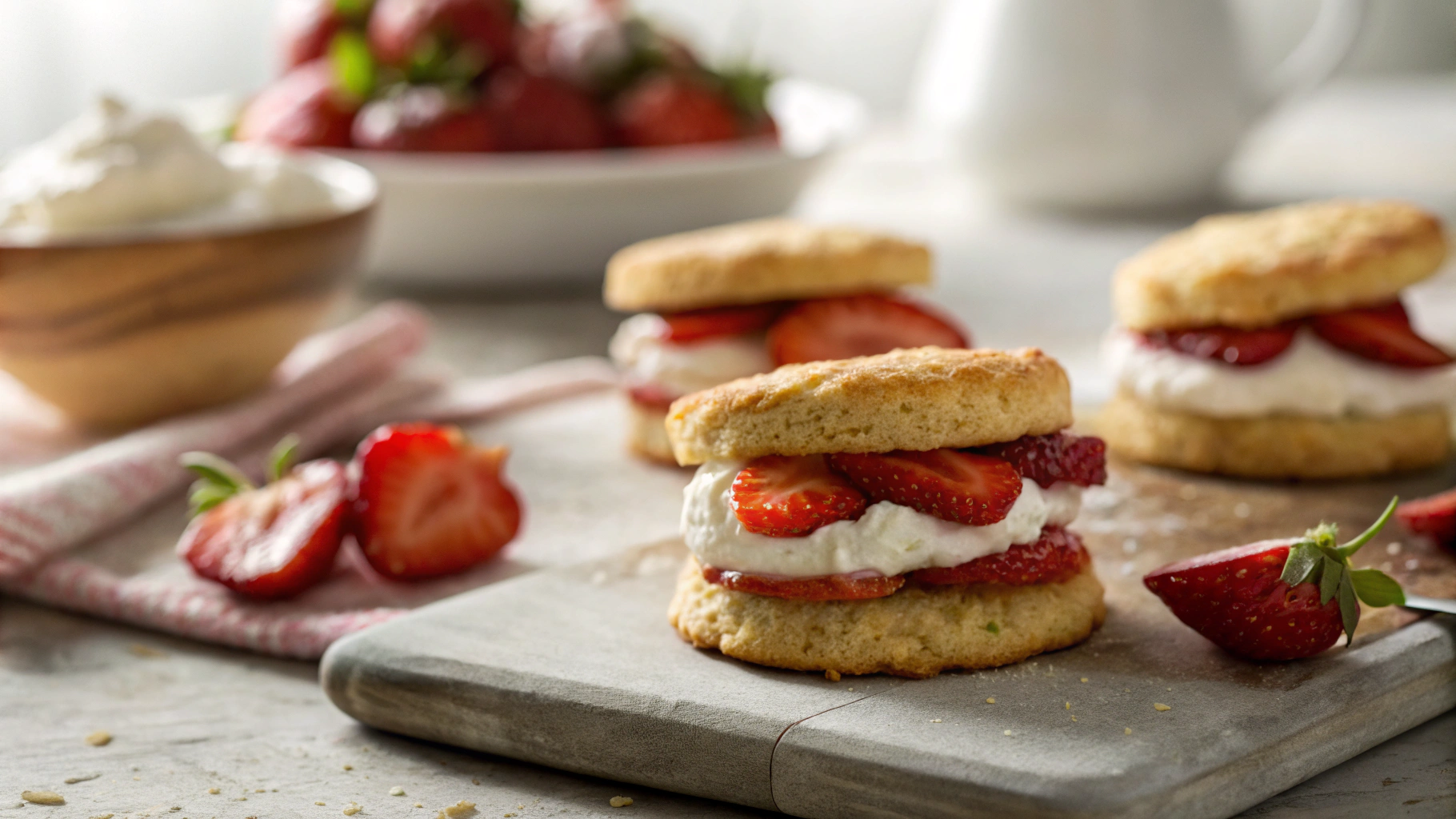 Keto Strawberry and Cream Shortbread Sandwiches