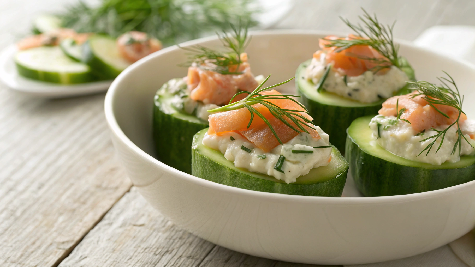 Keto Stuffed Cucumber With Salmon And Avocado Mayo
