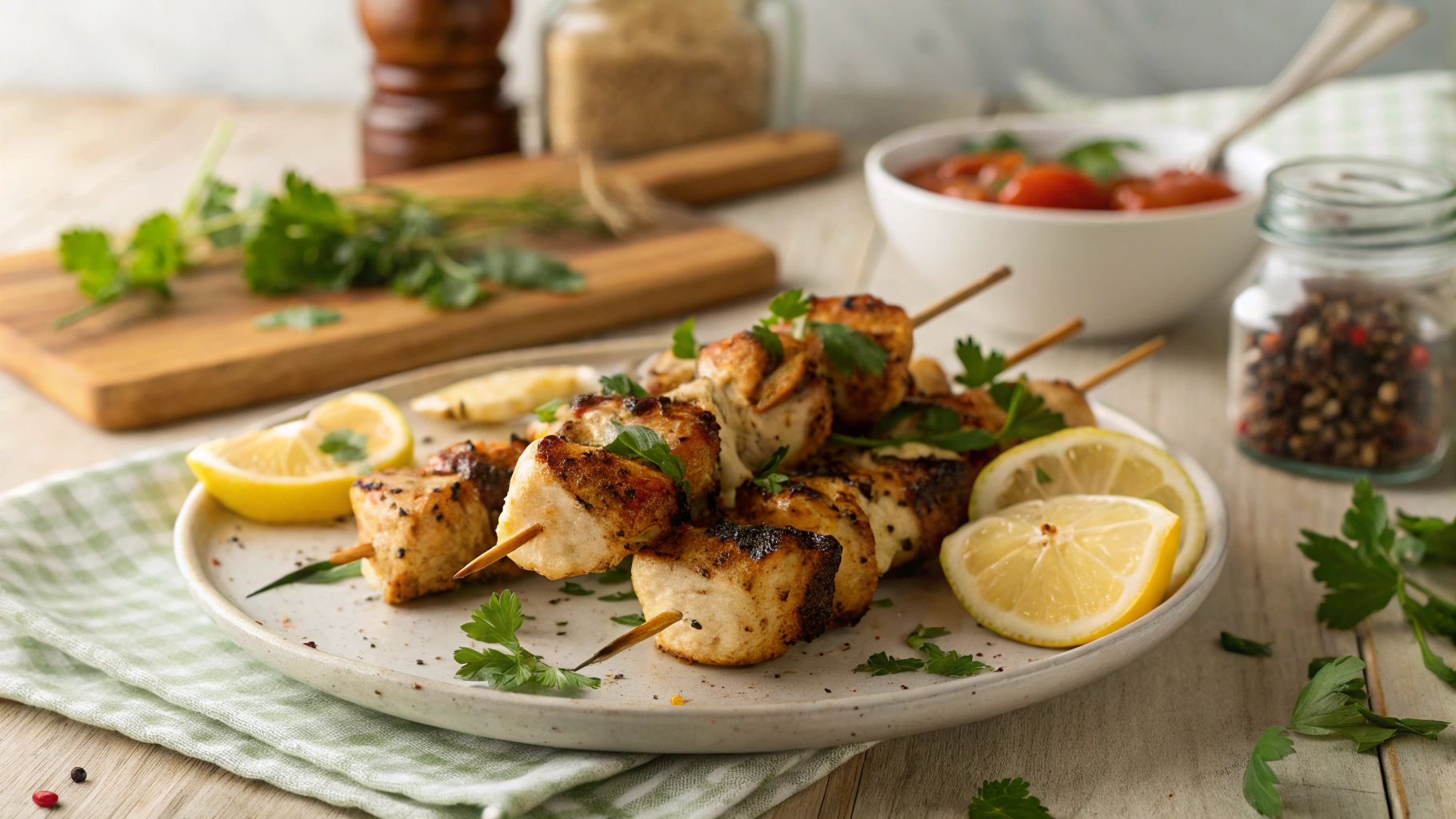 Keto Summer Lemon Chicken Skewers