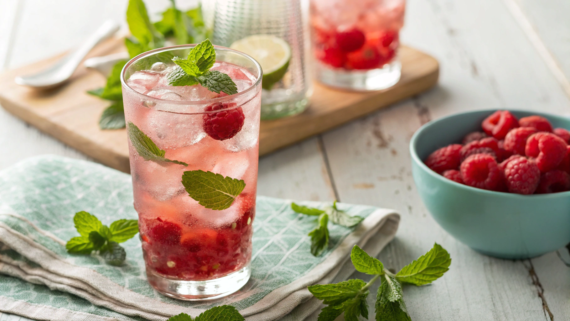 Keto Summer Raspberry And Mint Mock Cocktail