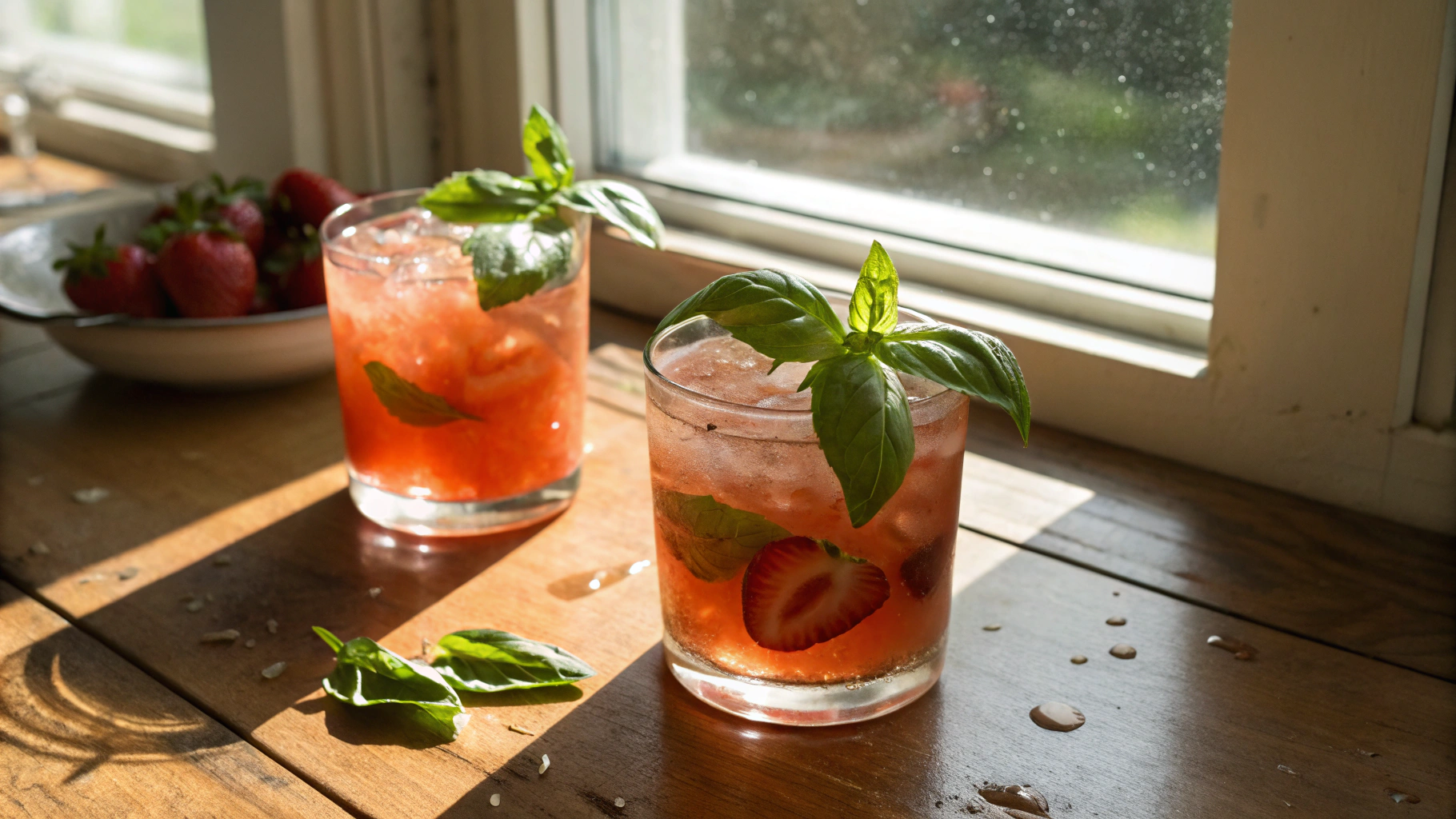 Keto Summer Strawberry and Basil Mock Cocktail