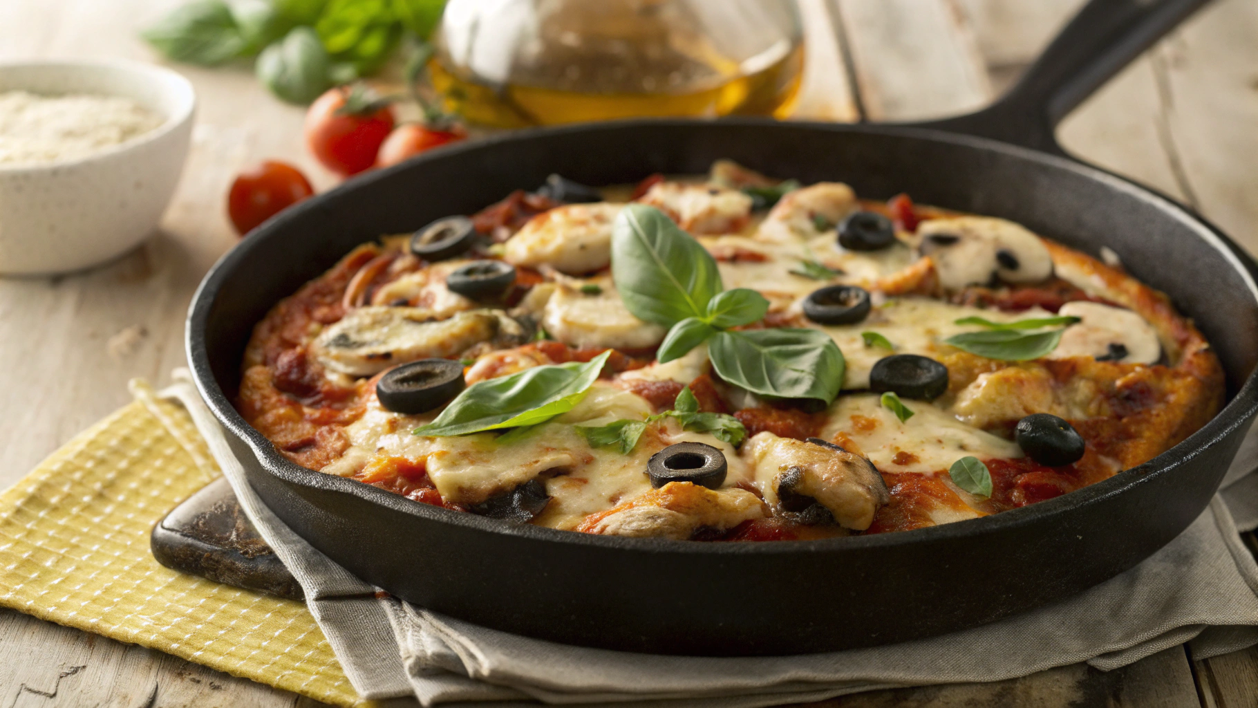 Keto Supreme Chicken Pizza Skillet