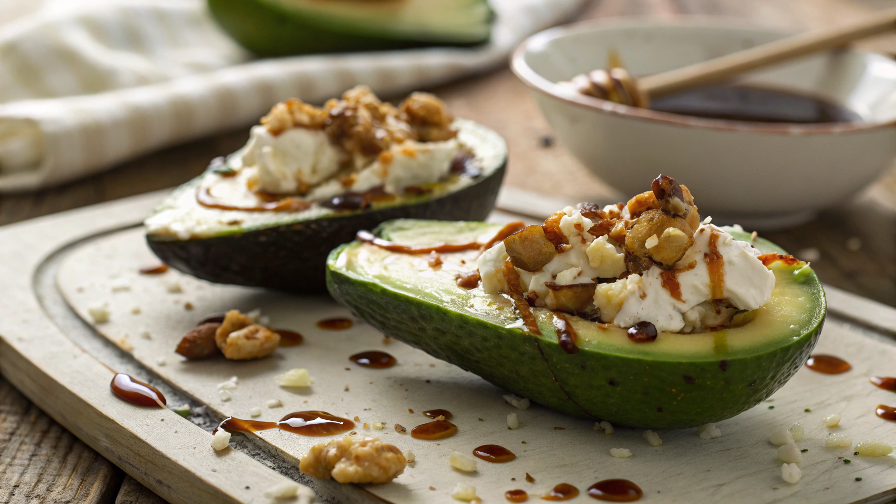Keto Sweet and Crunchy Avocado Boats
