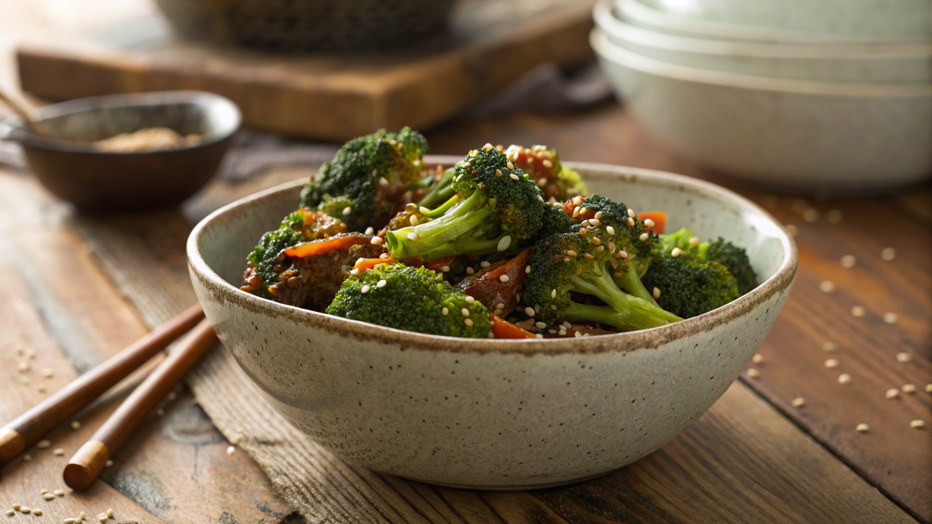 Low Carb Sweet and Sour Sesame Broccoli