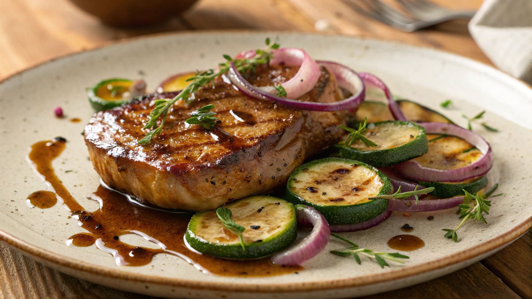 Keto Sweet Zucchini and Pork Chops