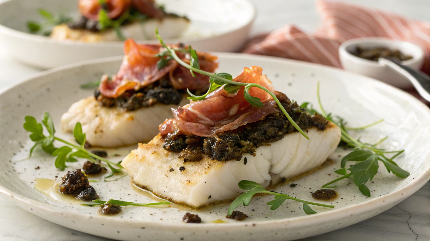 Keto Tapenade Baked Cod With Parma Ham