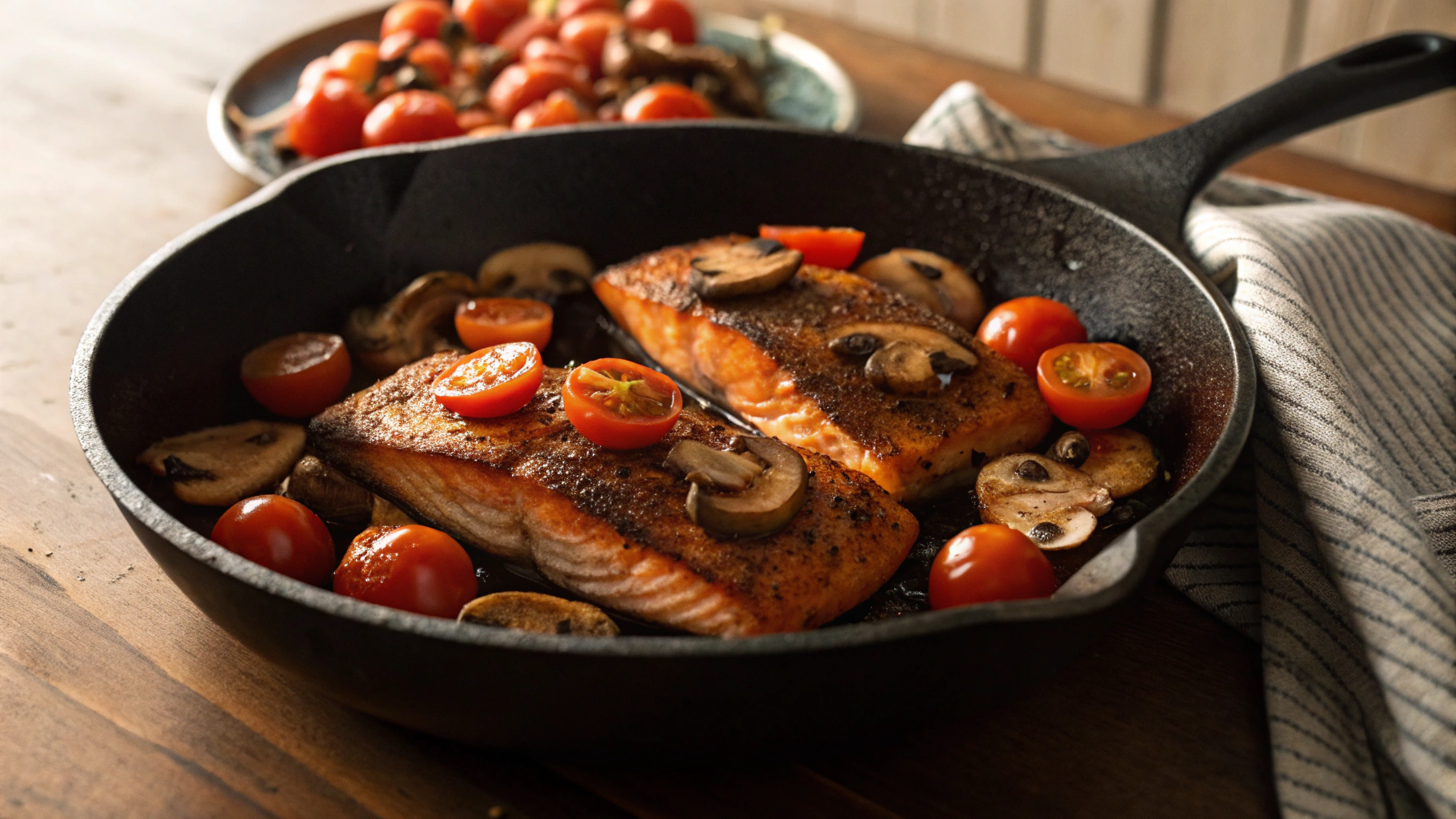 Low Carb Texas BBQ Baked Salmon Skillet