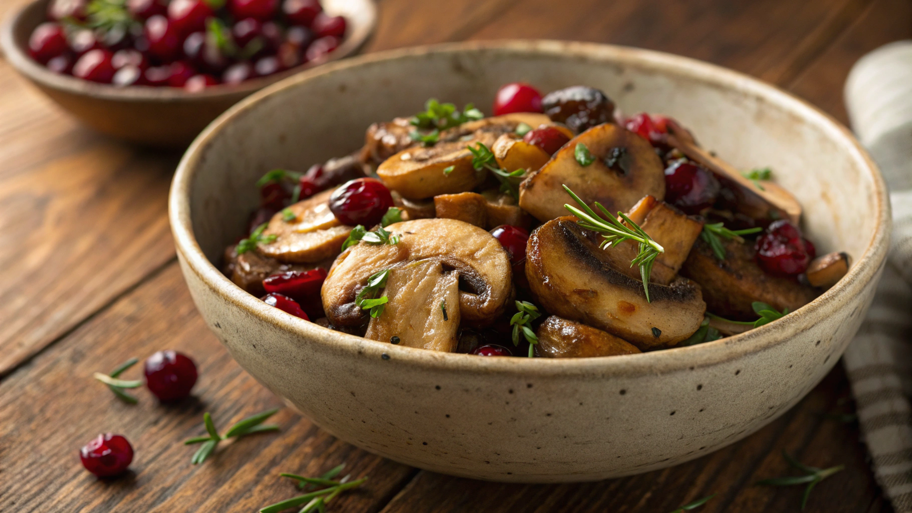 Keto Thanksgiving Orange and Cranberry Mushrooms
