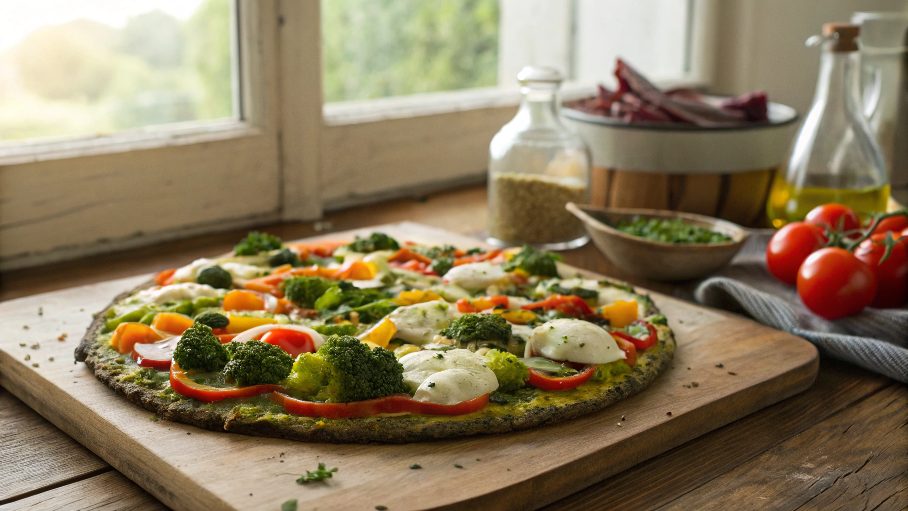 Keto Thick Broccoli Pizza Crust