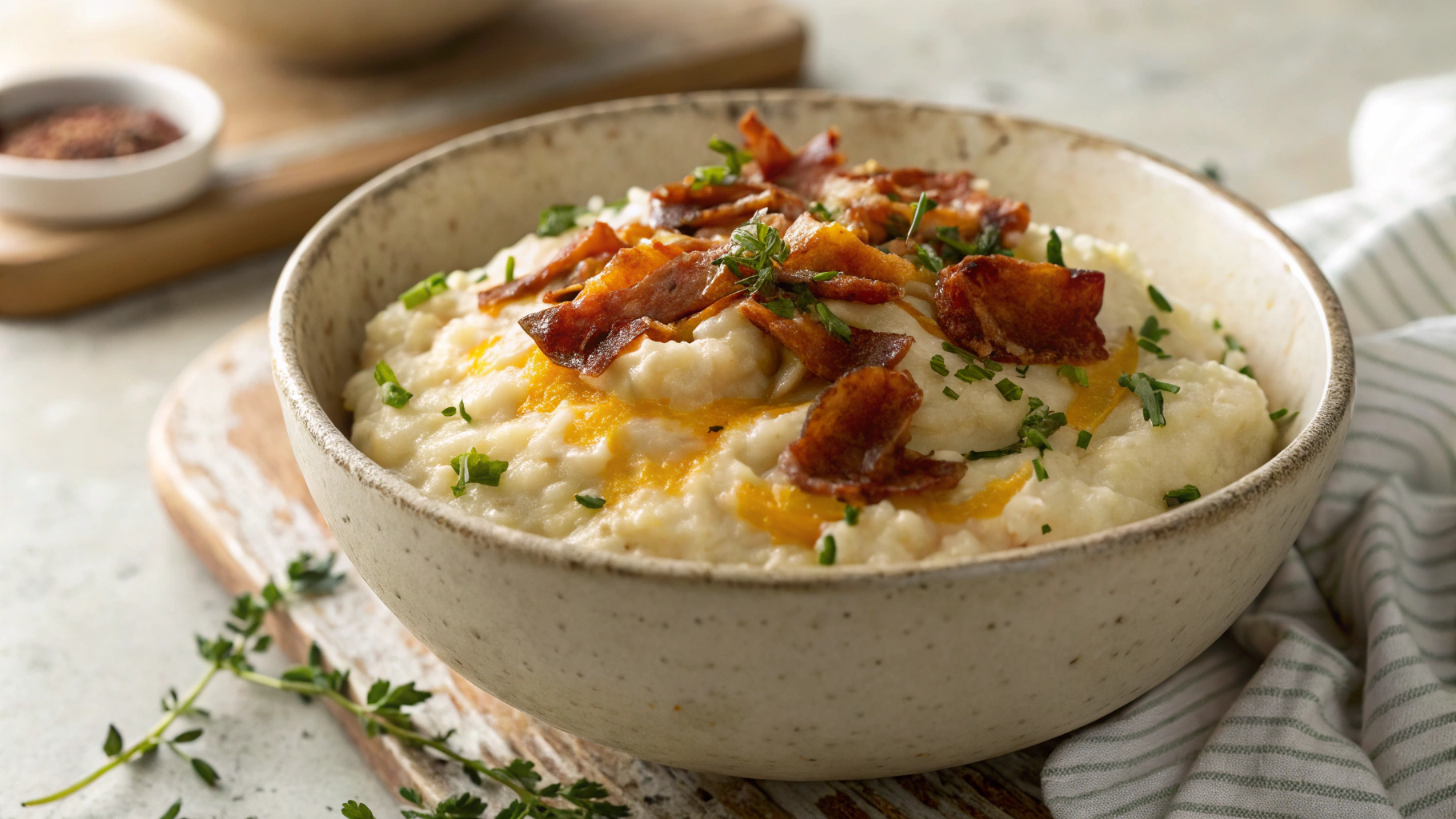 Keto Three Cheese Mash with Bacon
