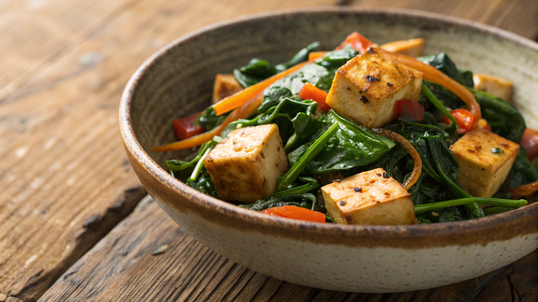 Low Carb Tofu and Spinach Stir Fry