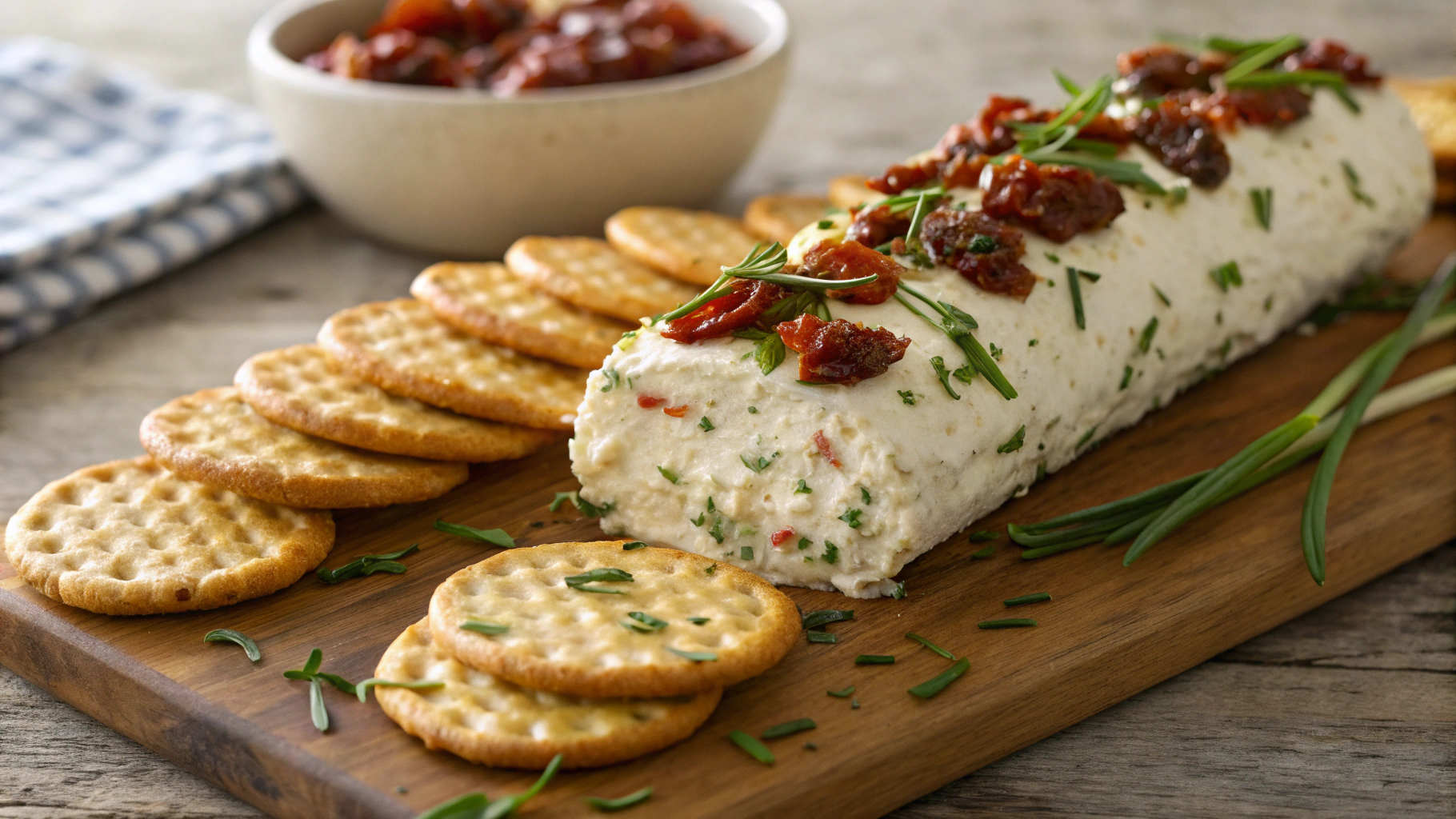 Keto Tomato And Basil Cheese Log
