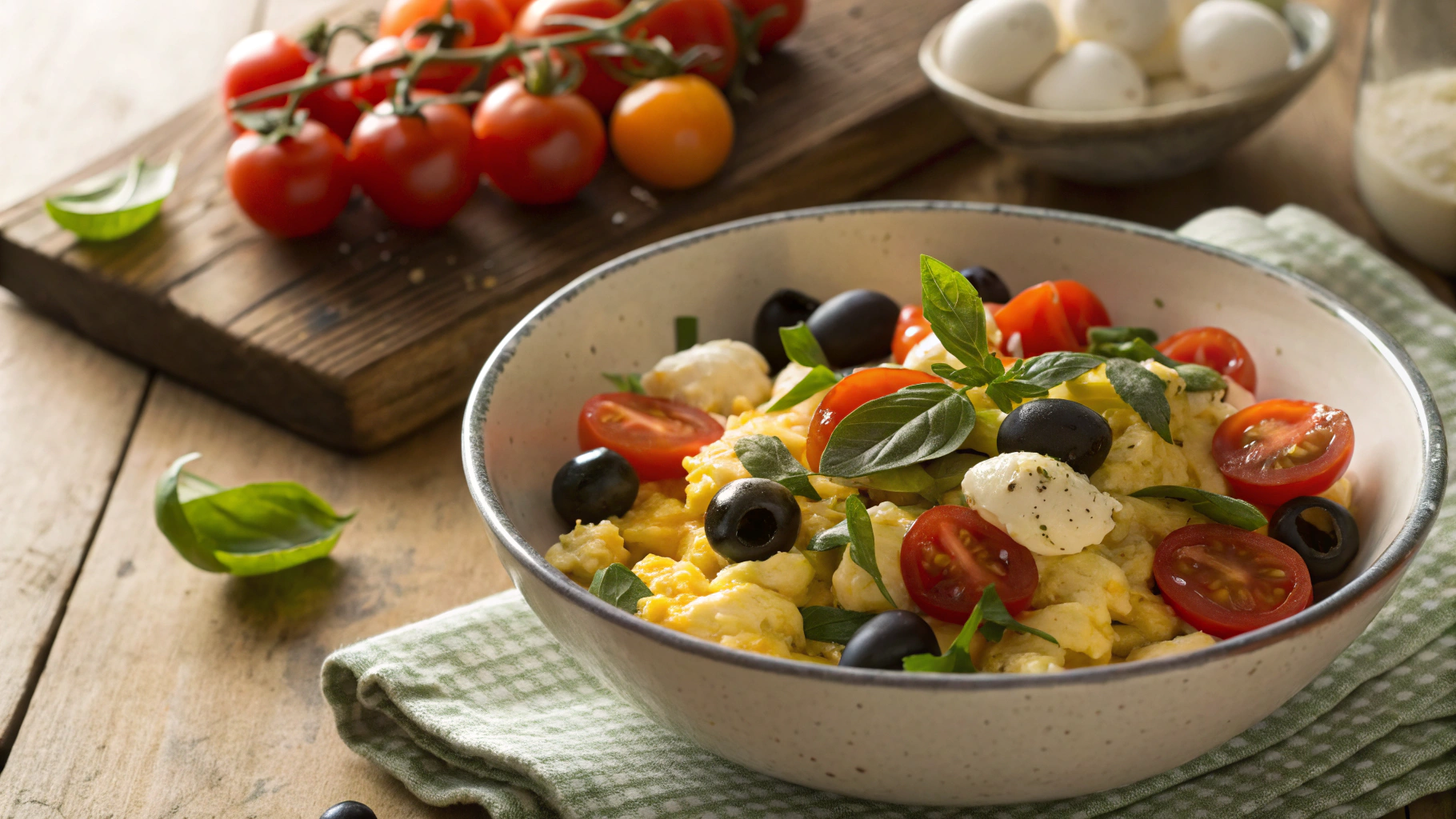 Keto Tomato and Mozzarella Scrambled Eggs