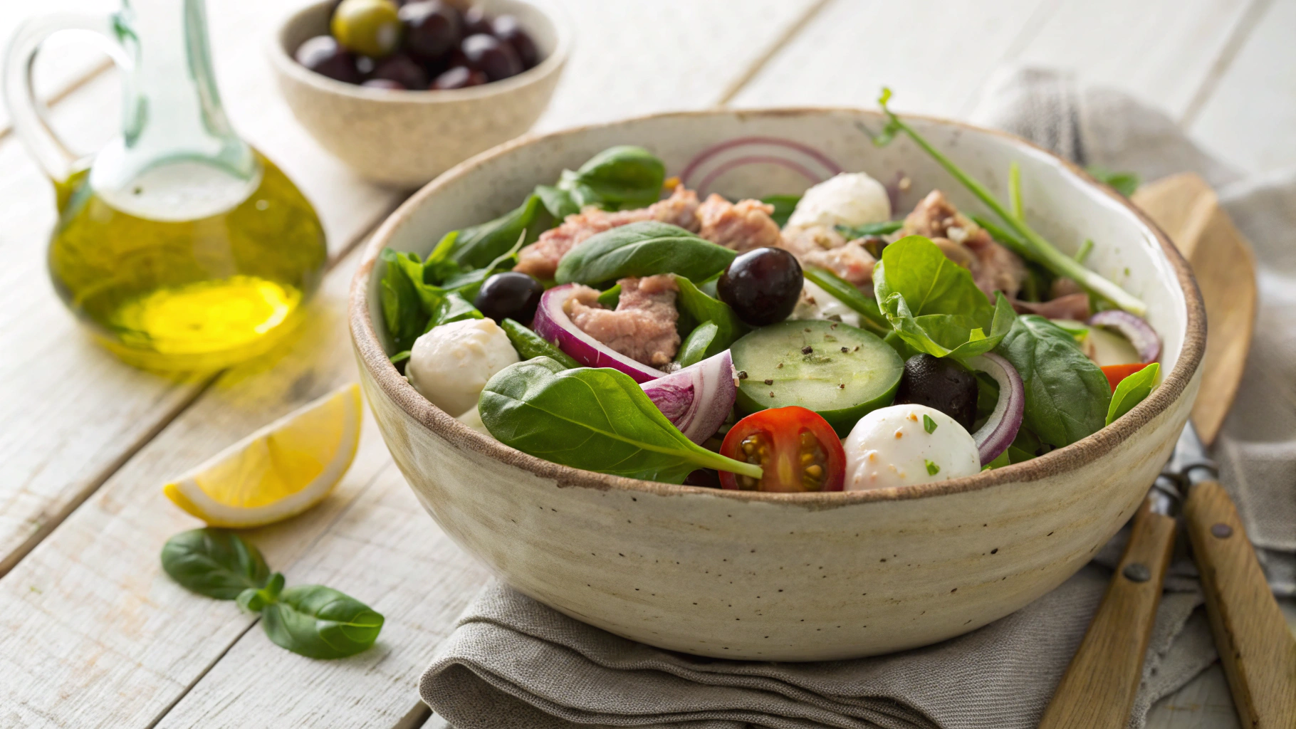 Keto Tuna, Pancetta and Mozzarella Salad