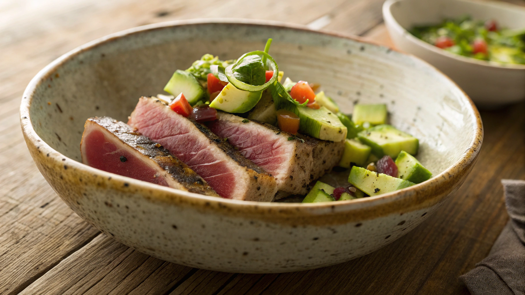 Keto Tuna Steaks with Fresh Avocado Cucumber Salsa