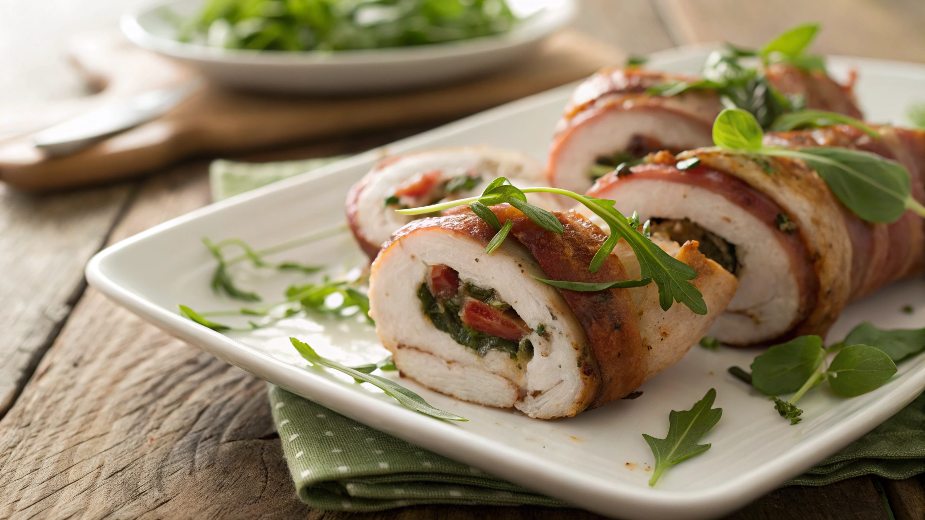 Keto Turkey Bacon Arugula Rollups