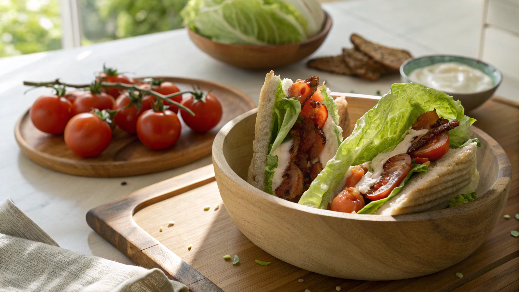 Keto Turkey BLT Wrap with Basil Pepper Mayo