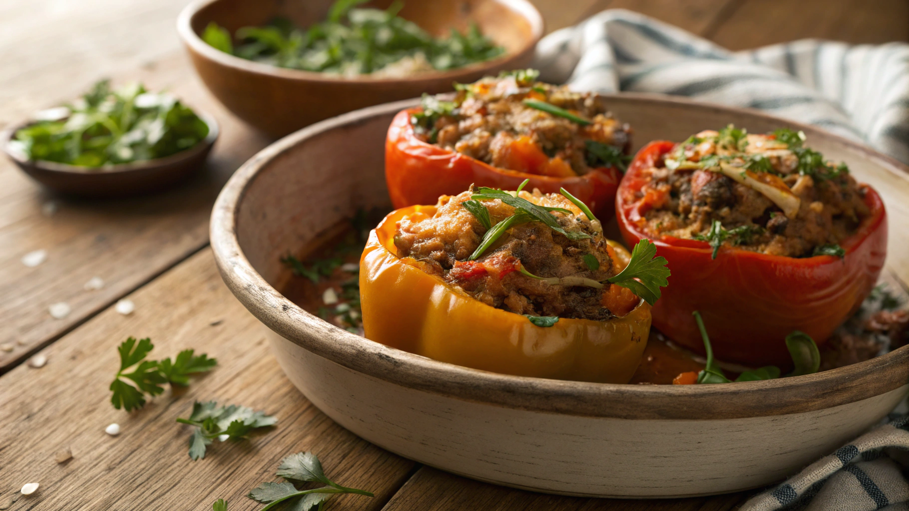 Keto Turkey Butternut Squash Stuffed Bell Peppers