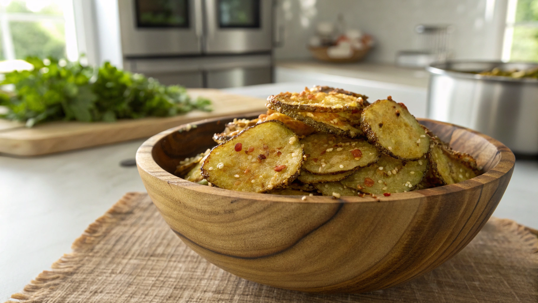 Keto Vegan Air Fryer Togarashi Pickle Chips