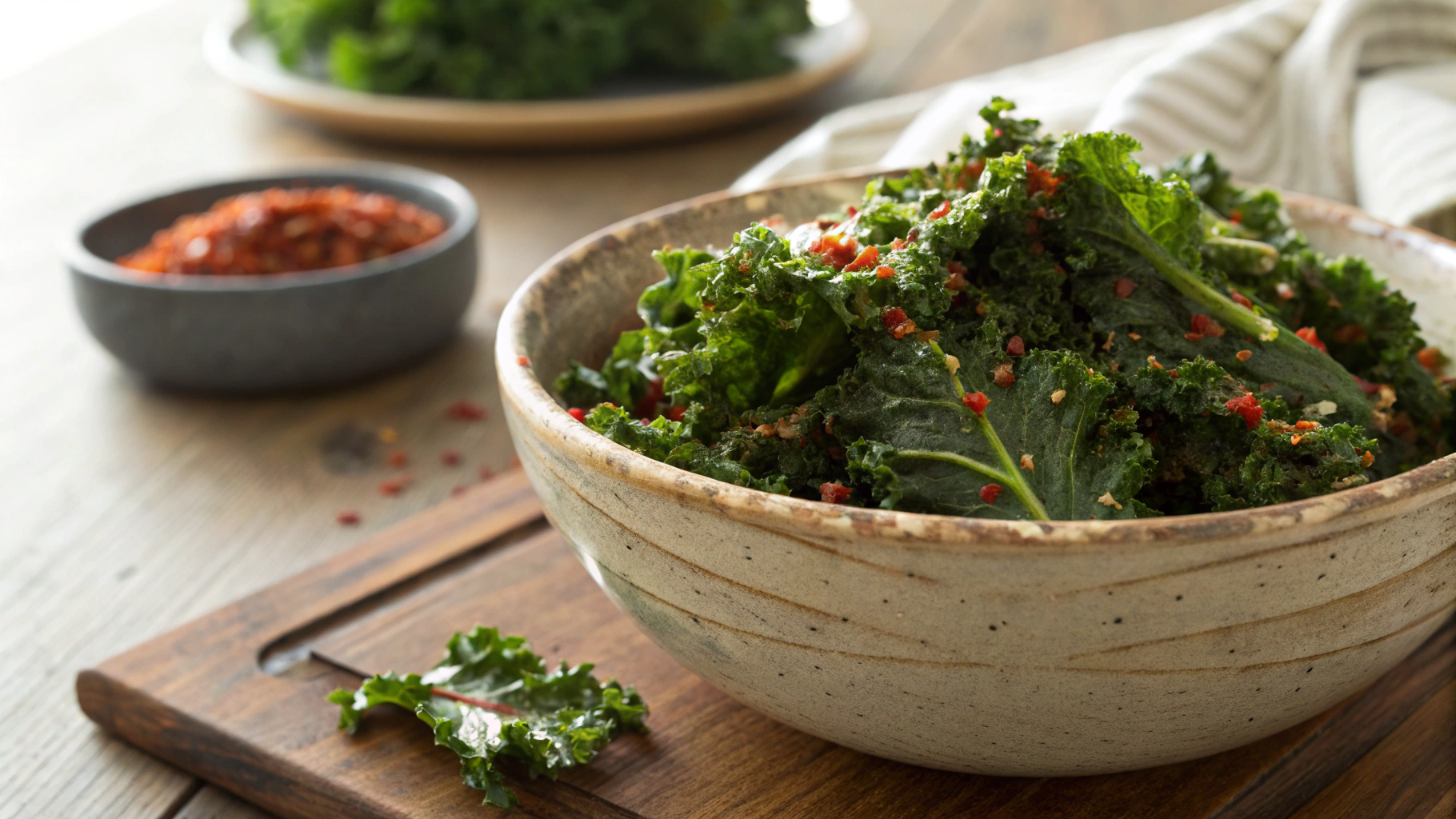 Keto Vegan Cheese and Chili Kale Chips