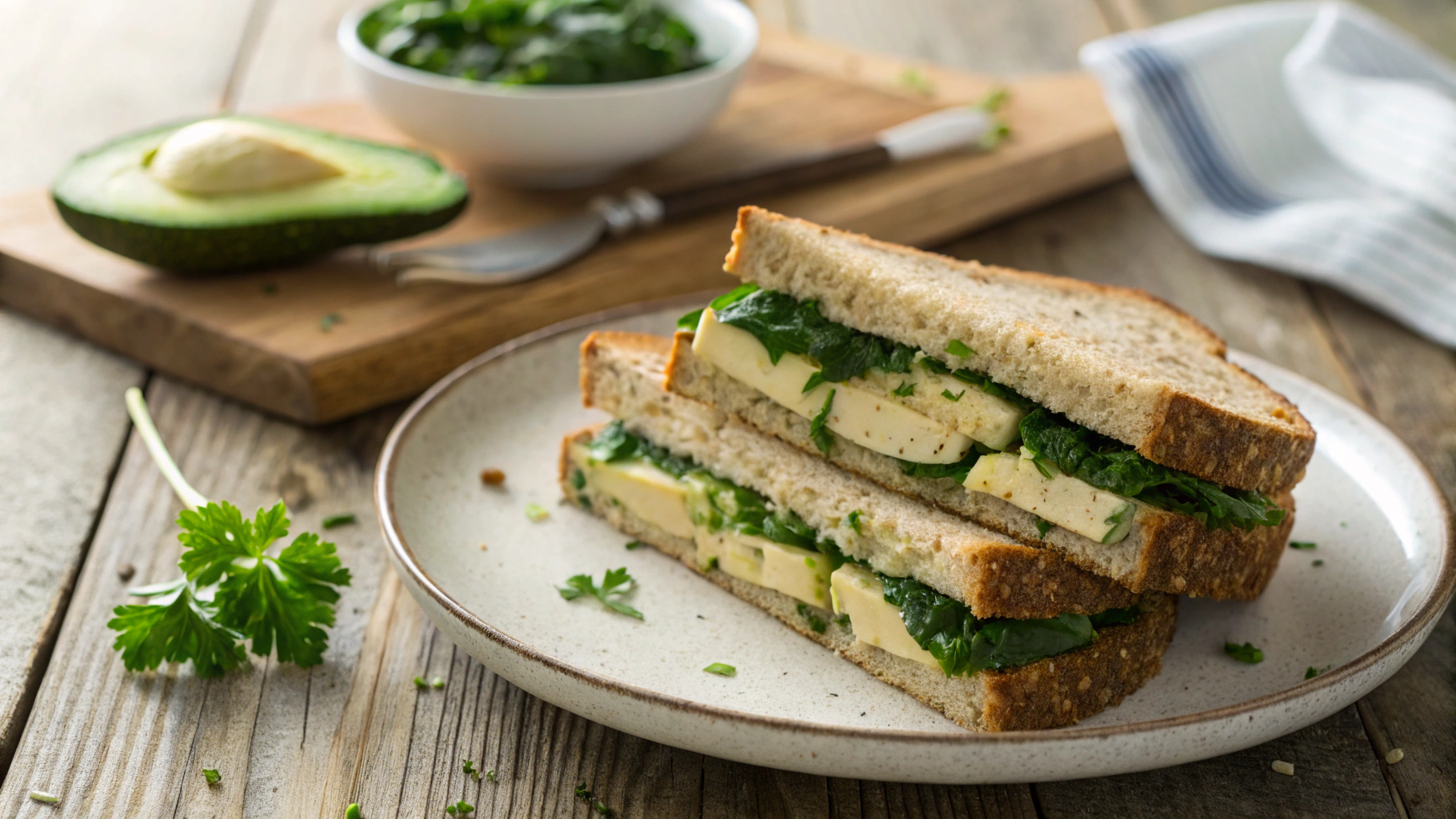 Keto Vegan "Feta and Spinach" Sandwich