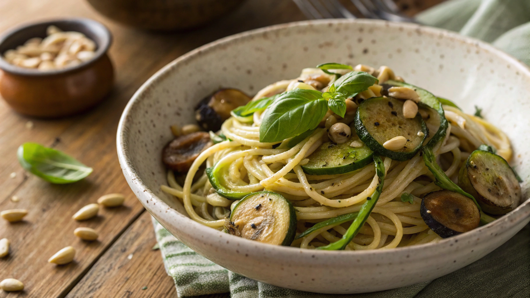 Keto Vegan Mushroom and Spinach Spaghetti