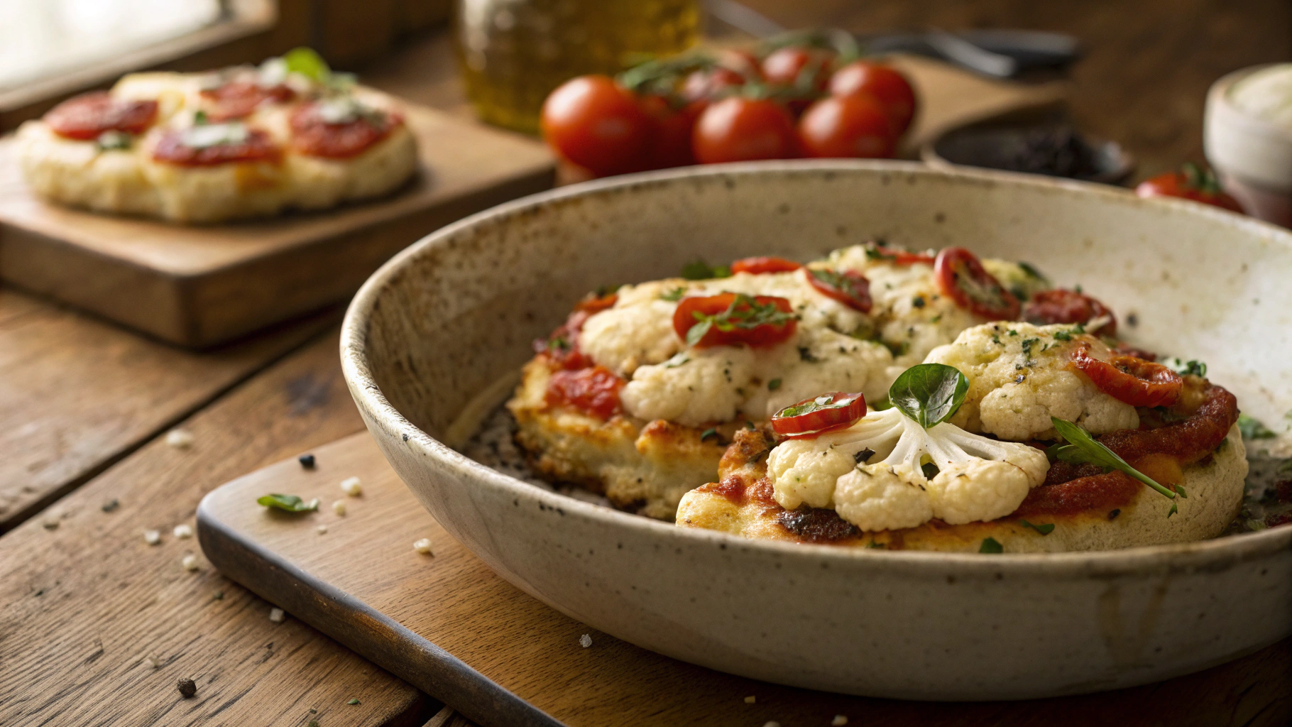 Keto Vegan Mushroom Cauliflower Steak Pizza