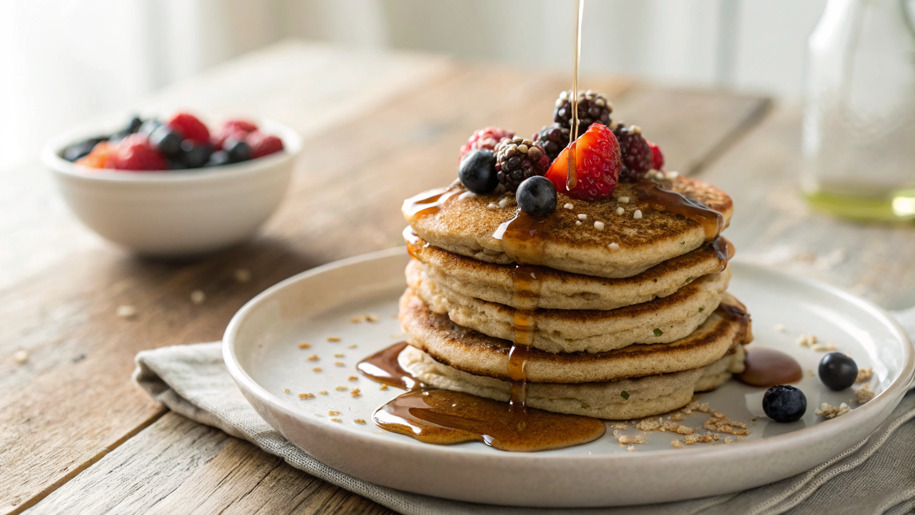 Keto Vegan Pancakes and Maple Syrup